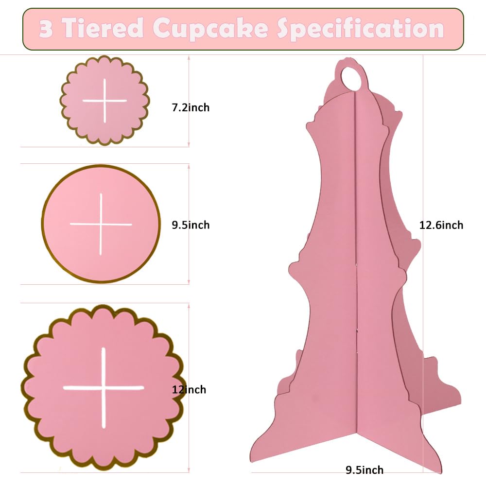 MRPAPA pink cupcake stand with a handle enables easy transport to the dessert table.