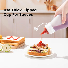 Mrsdry bottle with interchangeable tips for thin and thick sauces