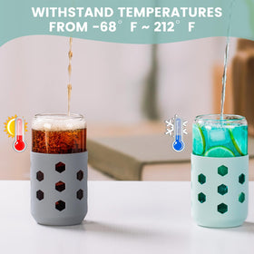 Mrsdry 16oz glass cups for daily smoothies and beverages anywhere