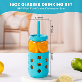 Mrsdry daily-use glass cups for smoothies, coffee, and beverages.