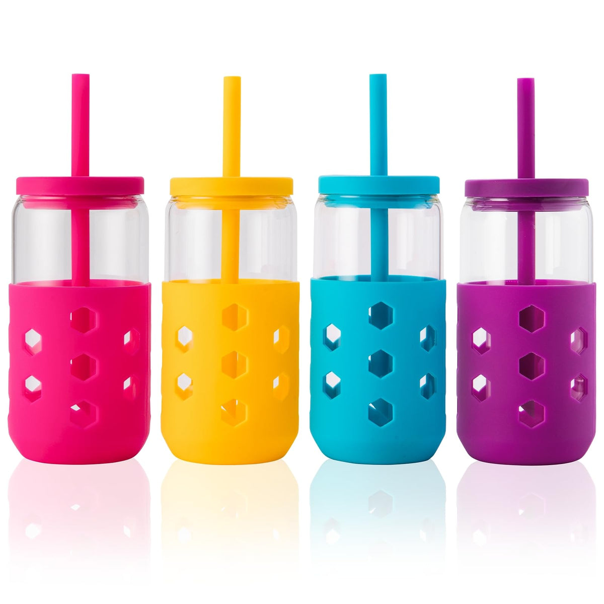 Mrsdry glass cups with lids and straws 16oz for versatile iced-drink serving.