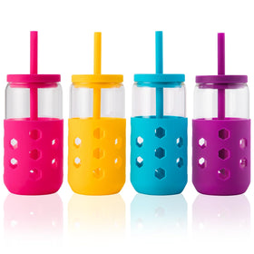 Mrsdry glass cups with lids and straws 16oz for versatile iced-drink serving.