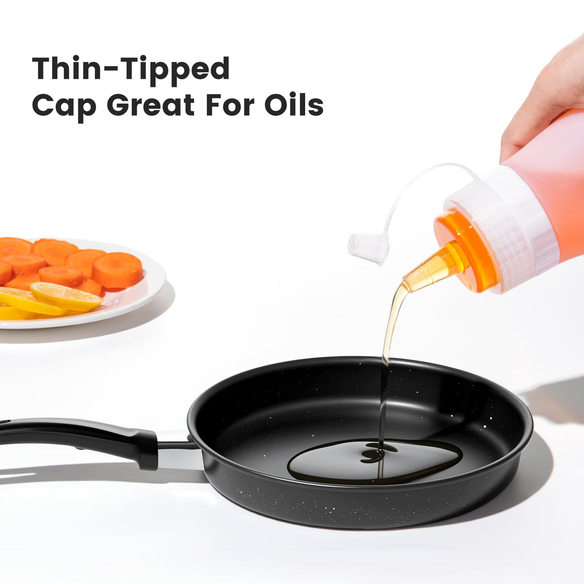Close-up of Mrsdry interchangeable lids showing thin and thick tips for precise pouring.