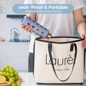 Mrsdry leak-proof bottle visible in a bag to prevent spills.