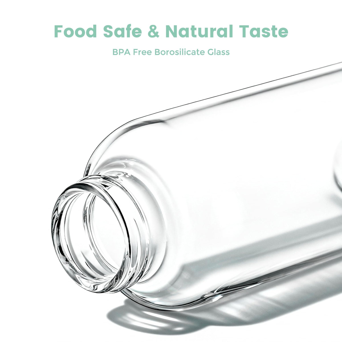 Mrsdry 18 oz capacity glass bottle ideal for juice, water, or tea.