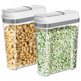 MR.SIGA airtight cereal dispenser set in clear plastic for organized two-pack storage