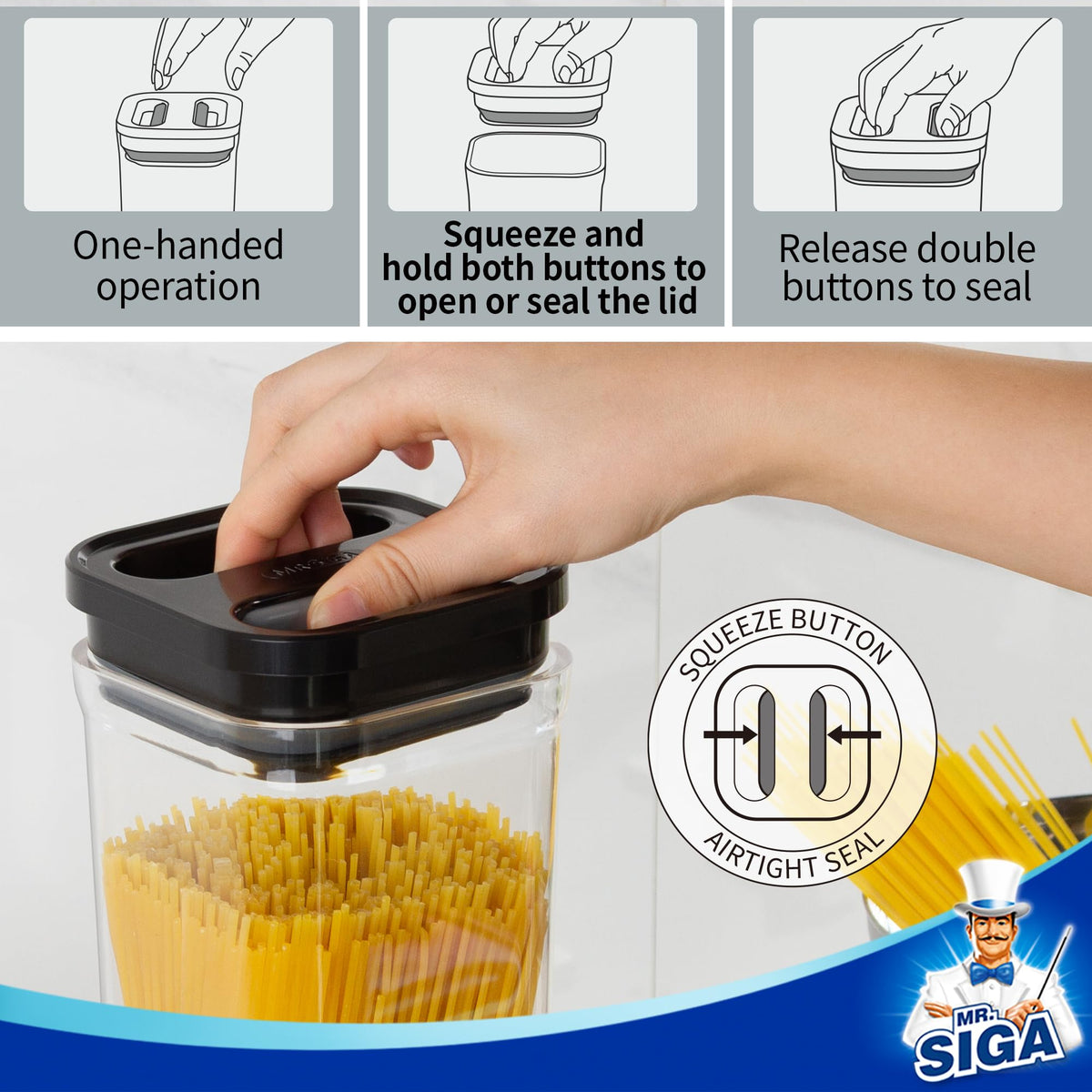 MR.SIGA small 12 oz container ideal for snacks and nuts.