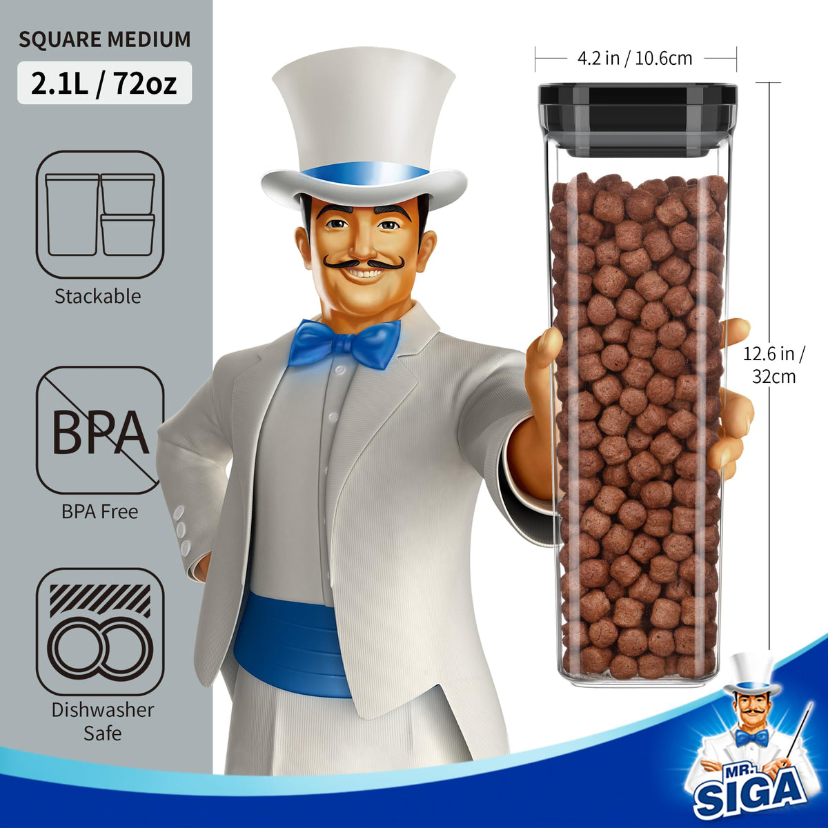 MR.SIGA BPA-free storage keeps food safe and worry-free.