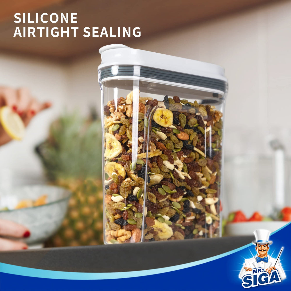 MR.SIGA clear two-pack cereal containers for quick content identification
