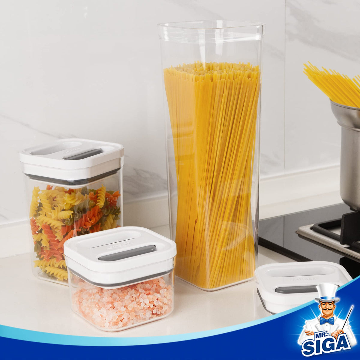 MR.SIGA clear body helps identify contents at a glance.