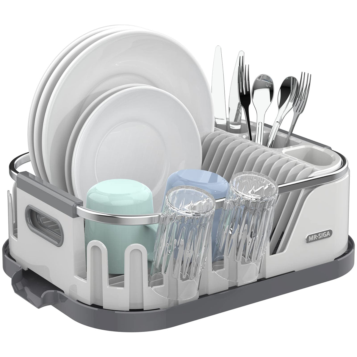 MR.SIGA dish drying rack compact design for organized countertops and easy access