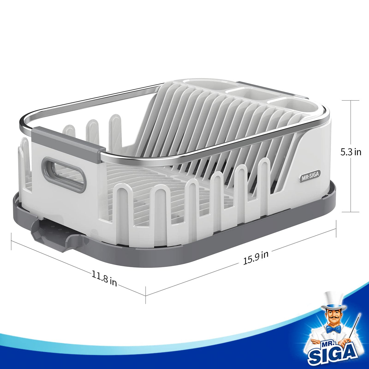MR.SIGA dish drying rack white finish complements any kitchen