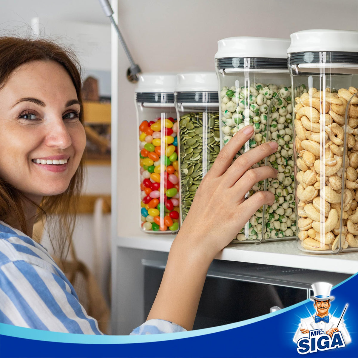 MR.SIGA ergonomic grip storage container for easy handling