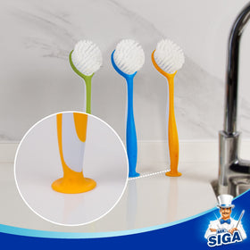 MR.SIGA Round Dish Brush pack of 3 for convenient replacement.