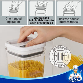 MR.SIGA stackable design saves pantry space and organizes neatly.