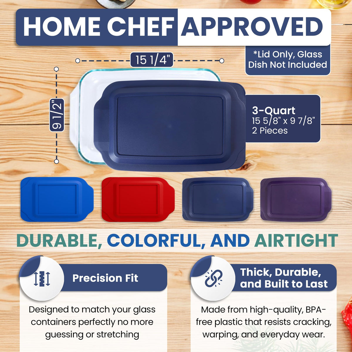 MRX Solutions 2-pack Pyrex 233 lids navy for kitchen convenience