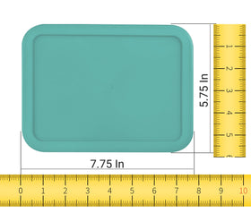 Six turquoise MRX Solutions lids for Pyrex 7210-PC boost leakproof storage and reusability