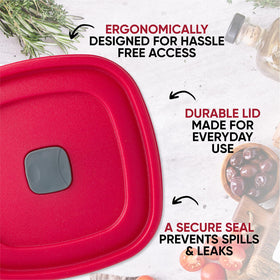 MRX Solutions red lid pack keeps containers organized and stackable.