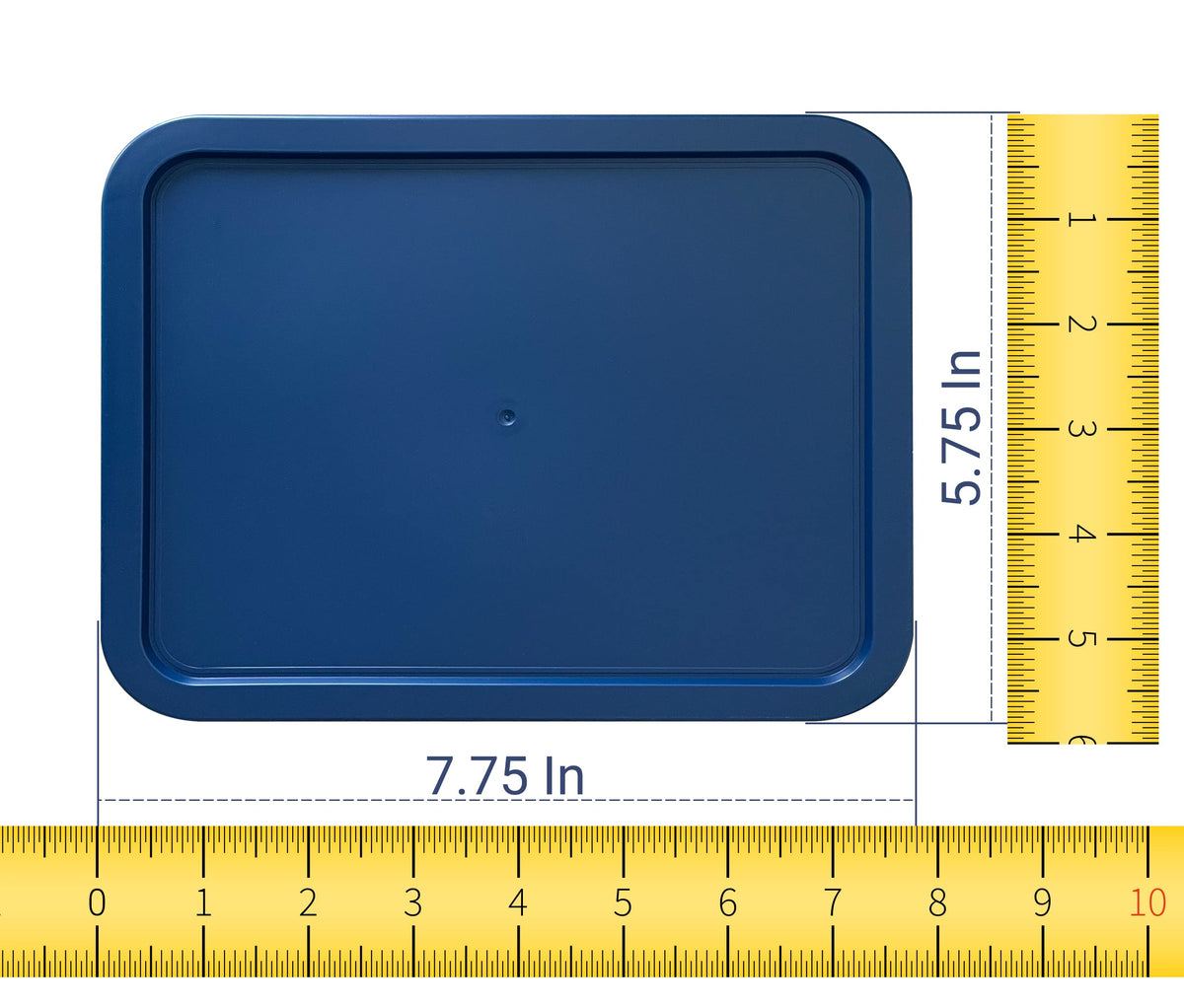 MRX Solutions blue Pyrex lid, side view showing secure seal for 3-Cup bowl