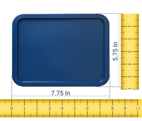 MRX Solutions blue Pyrex lid, side view showing secure seal for 3-Cup bowl