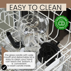MRX Solutions replacement carafe on kitchen counter conveys versatile kitchen compatibility.