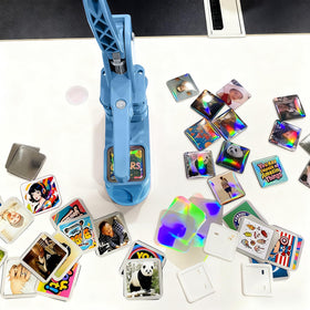 Mryitcal holographic film on a square magnet adds rainbow shimmer