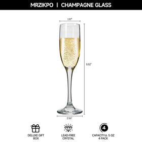 MRZIKPO champagne glasses closeup crystal detail highlights craft and brilliance.