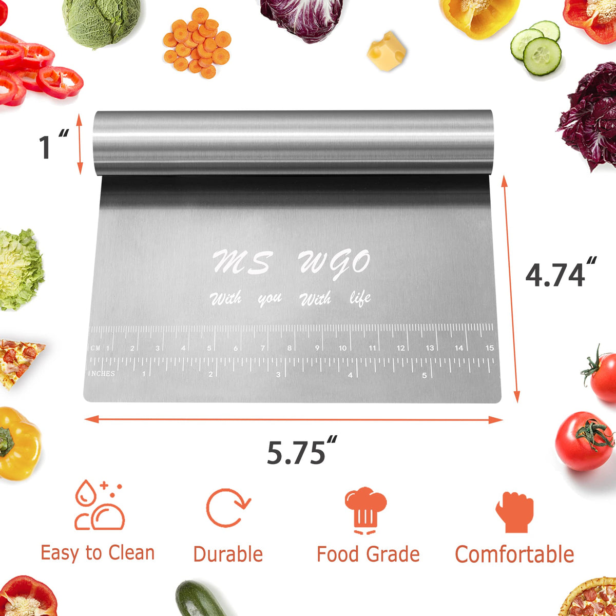 MS WGO Pro stainless steel mirror-polished tool for durable, easy-clean kitchen tasks.