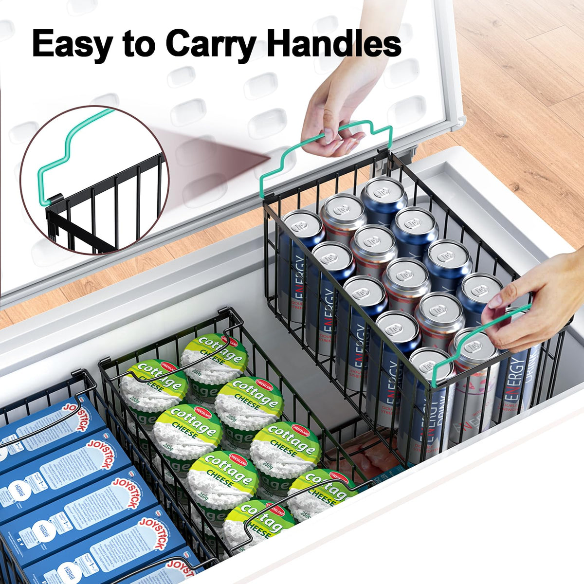 MSERCUOR large-sized chest freezer organizer fits 5/7 cu ft freezers and improves visibility