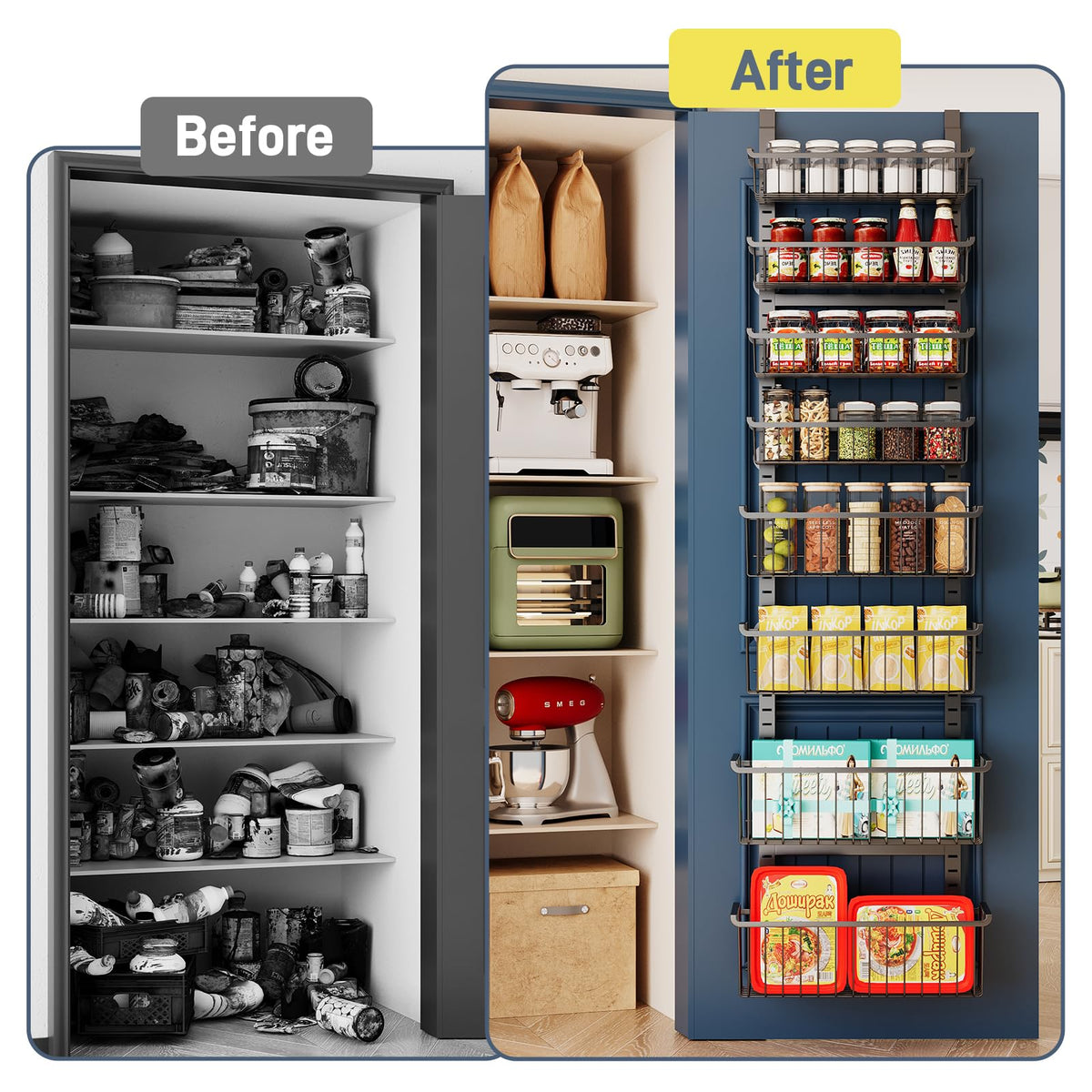 MSERCUOR eight compartments with side hooks for bags and small items.
