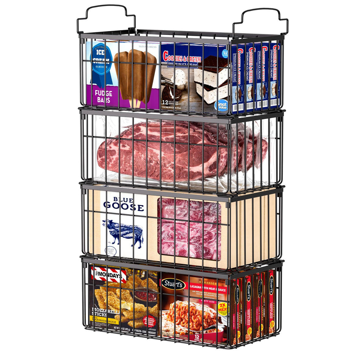 MSERCUOR freezer bin with stackable deep design for easy access to meats