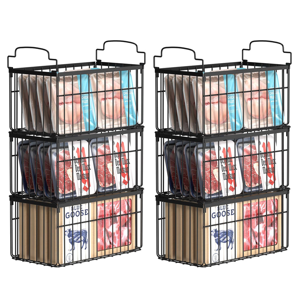 MSERCUOR freezer bins with deep, stackable design for organized chest freezers.