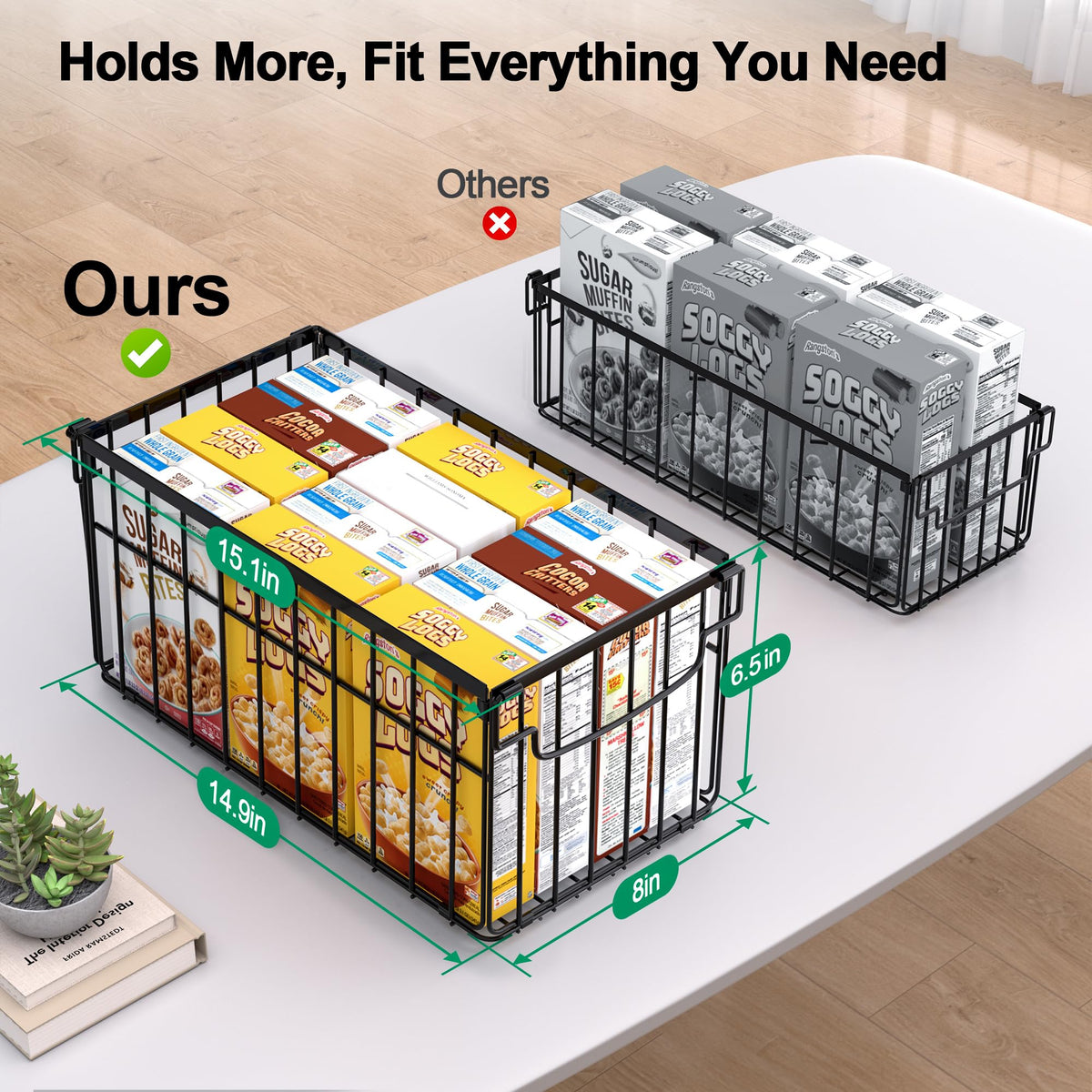 MSERCUOR freezer bins with foldable handles for easy lifting.
