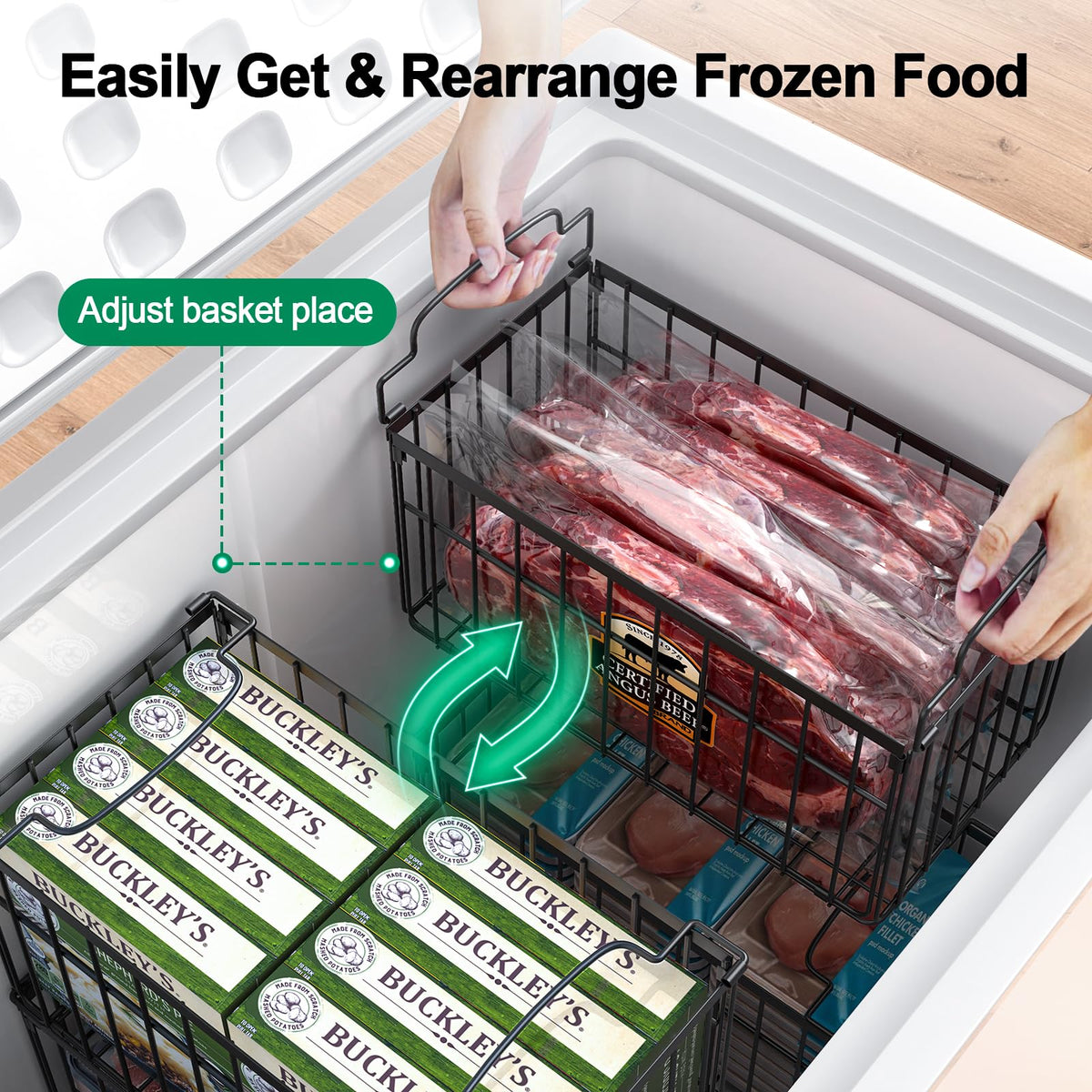 MSERCUOR open-frame bins promote airflow and faster freezing.
