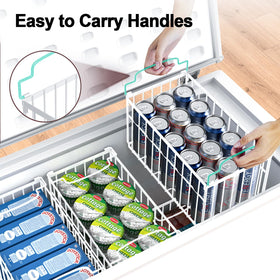 MSERCUOR open-frame freezer storage bins with dimensions for 5/7 cu ft freezers