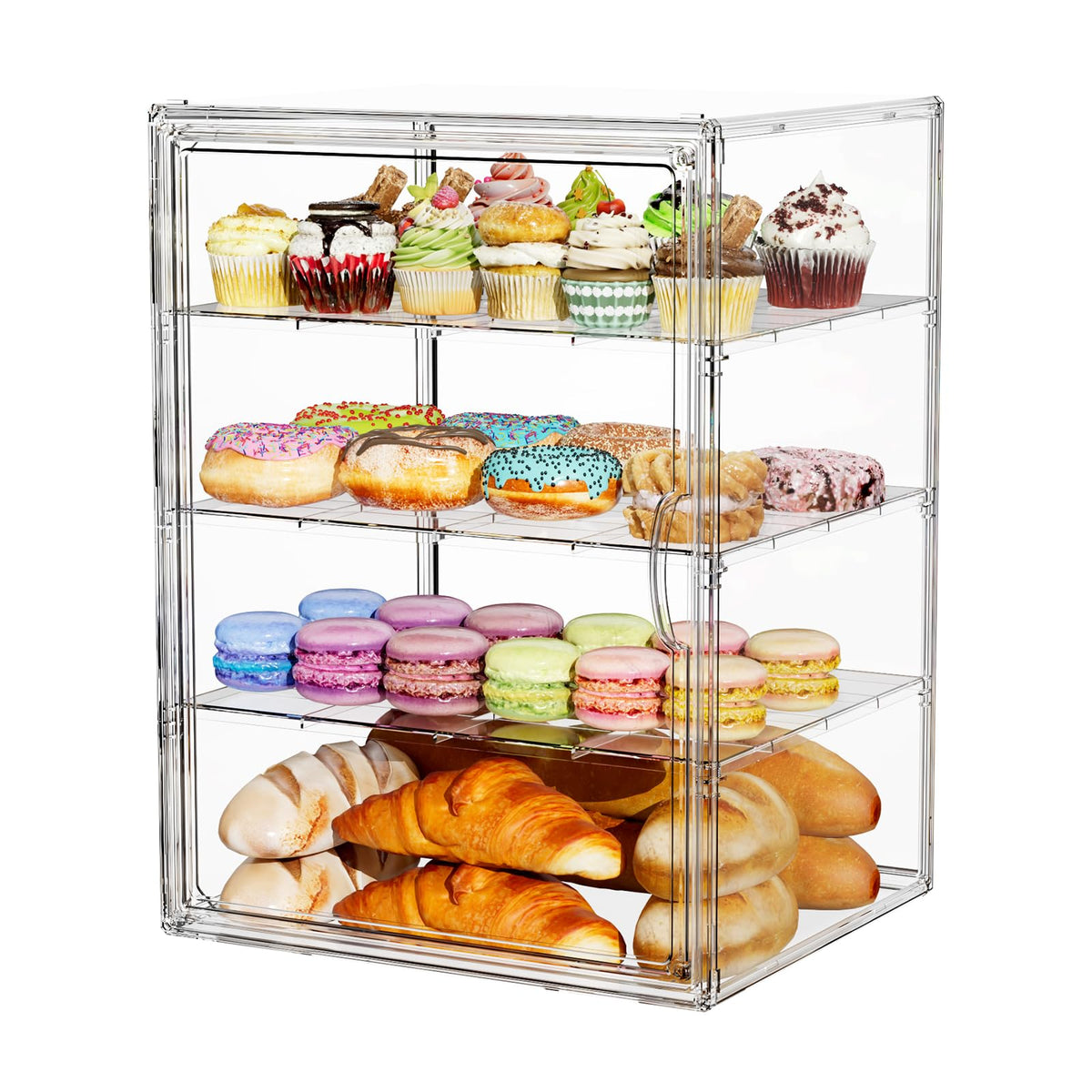 MSHOMELY 4 tier stand with lid dustproof display keeps cupcakes fresh and visible