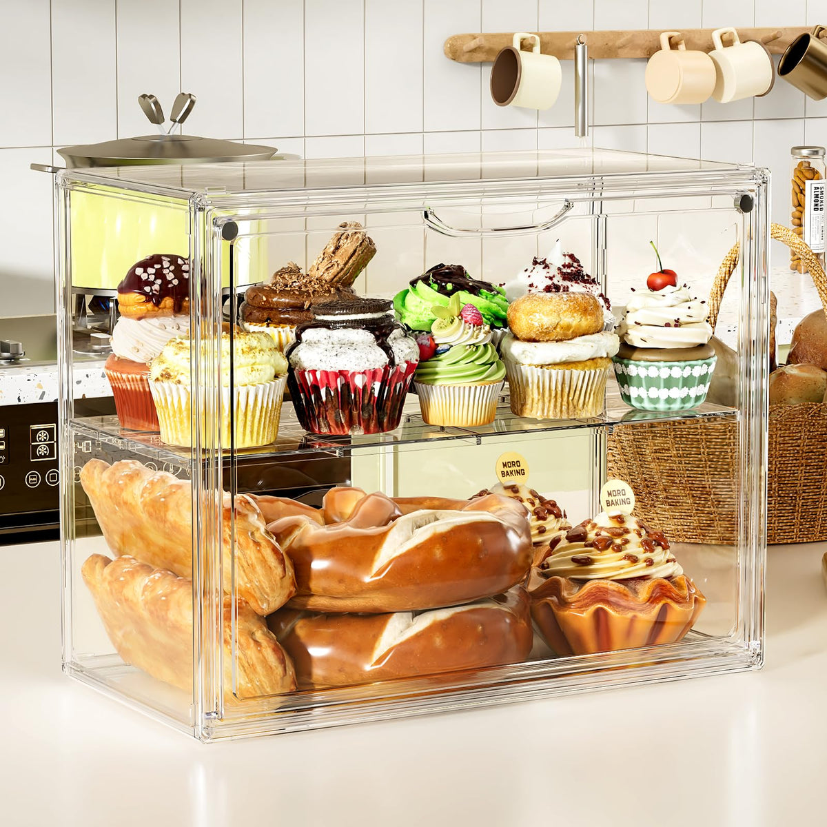MSHOMELY large-capacity display holds up to 48 cupcakes for crowds.