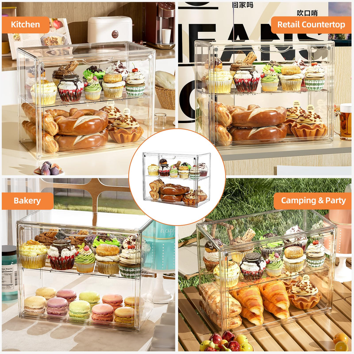MSHOMELY clear PET display blends with any decor while showcasing treats.