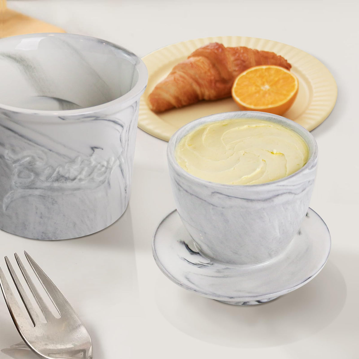 MSJGA butter crock holds half a stick, fits daily needs