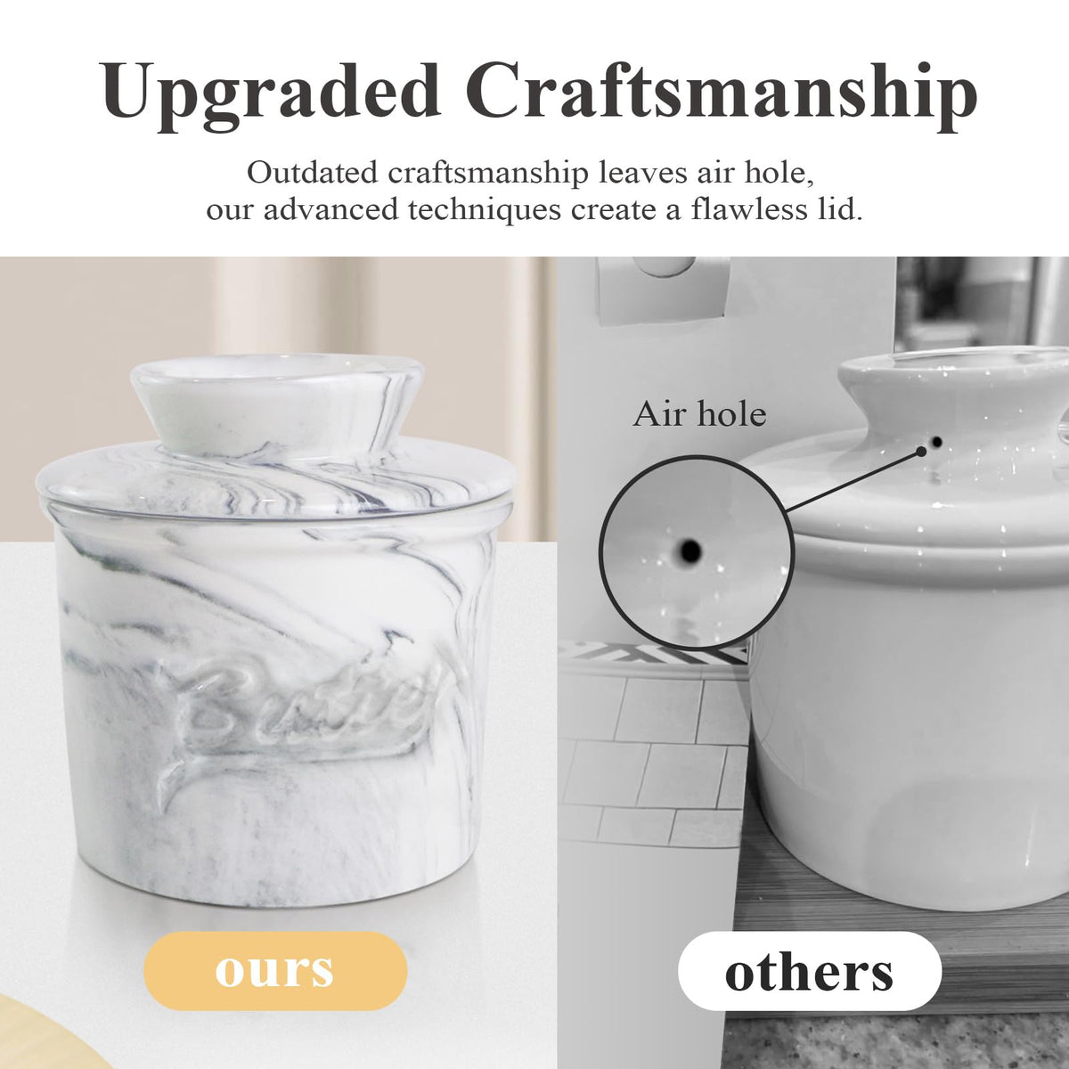 MSJGA butter crock inverted lid design adds retro, stylish appeal