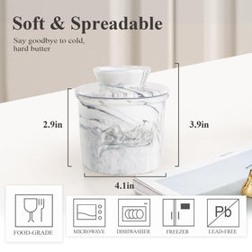 MSJGA marble ceramic butter dish on display for elegant countertop use