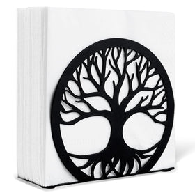 MSJGA napkin holder on table in black finish for easy napkin access.