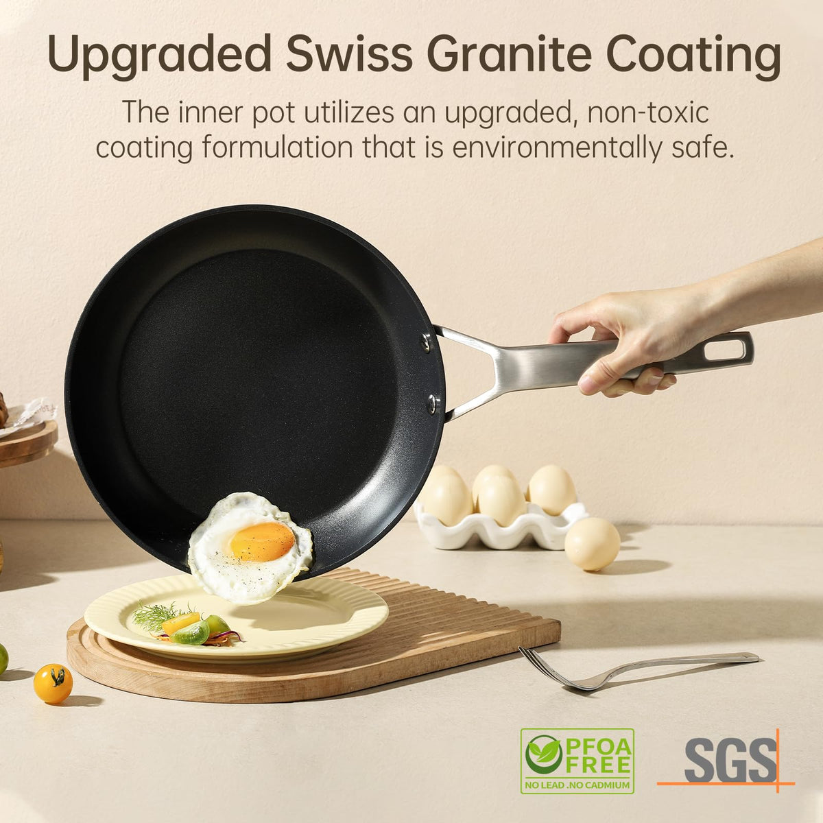 MsMk 10-inch pan bottom shows thick stainless steel for stable heat delivery