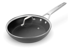MsMk 10-inch frying pan with lid on stovetop ensures even heating for searing