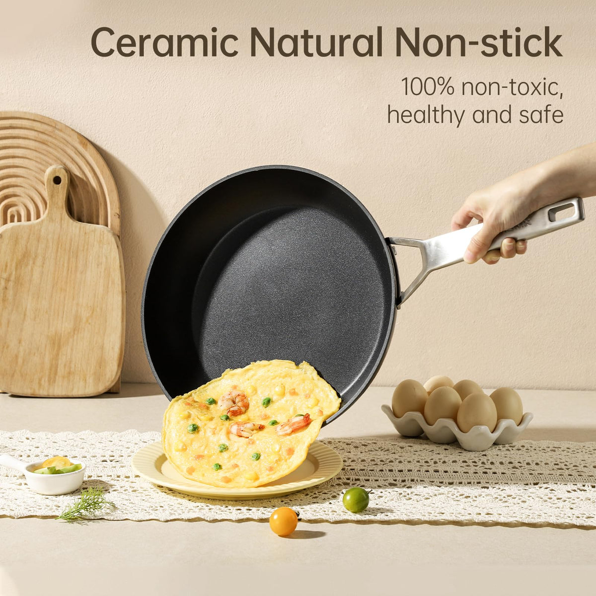 MsMk 10% larger cooking surface supports thicker omelette rolls.