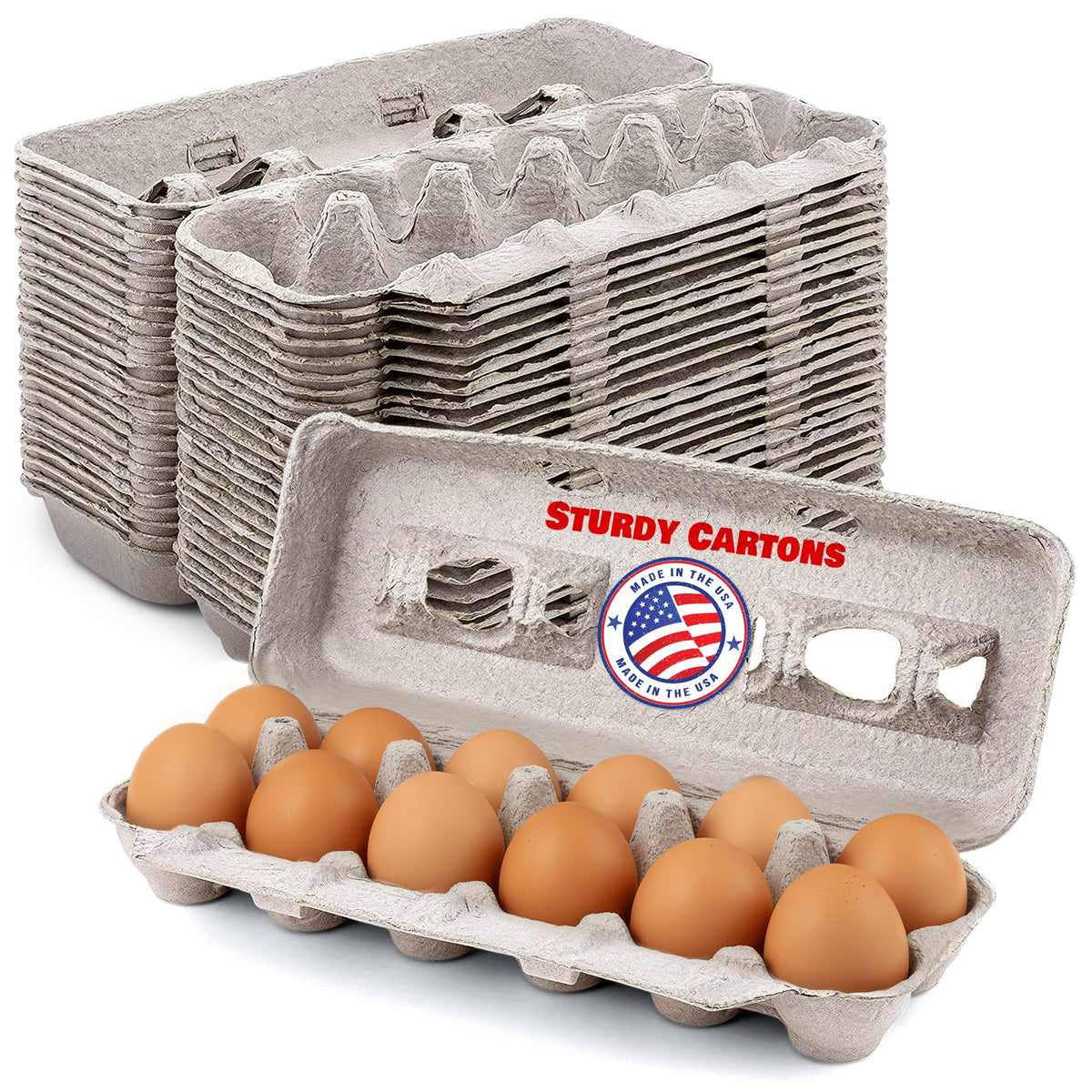 MT Products blank natural pulp egg carton with open lid for quick egg packing.
