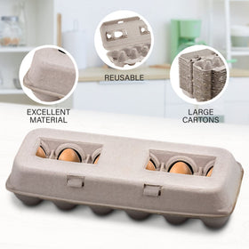 MT Products Blank Natural Pulp Egg Cartons with secure lid for safe transport.