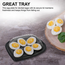 MT Products black-based tray holds twelve egg halves securely during travel.