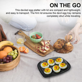 MT Products tray open for filling and simple serving of deviled eggs.