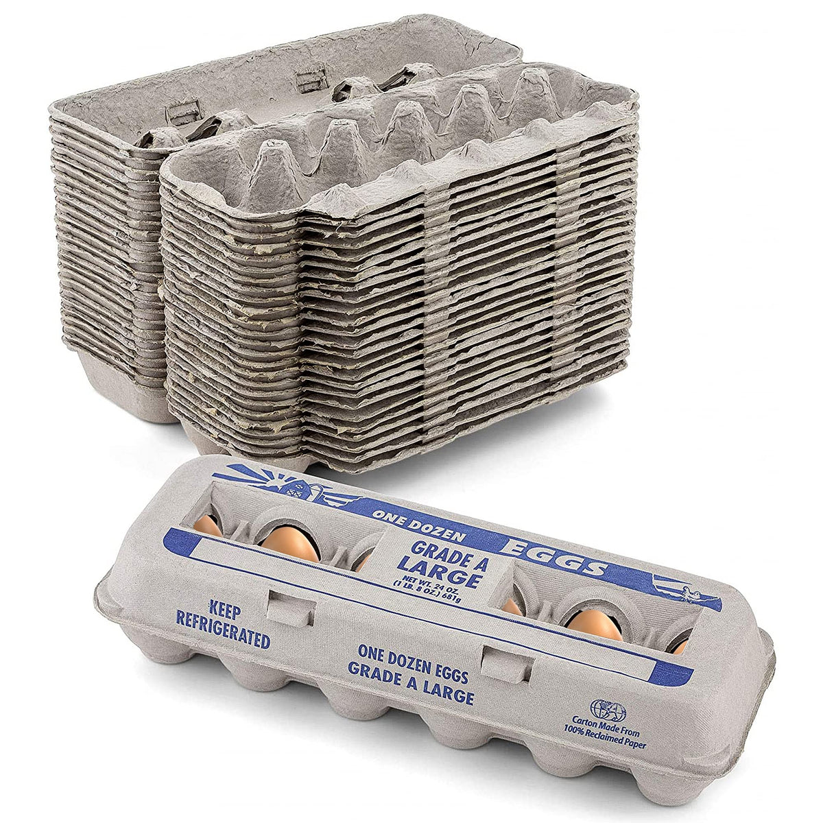MT Products printed empty egg carton holds 12 eggs for bulk storage